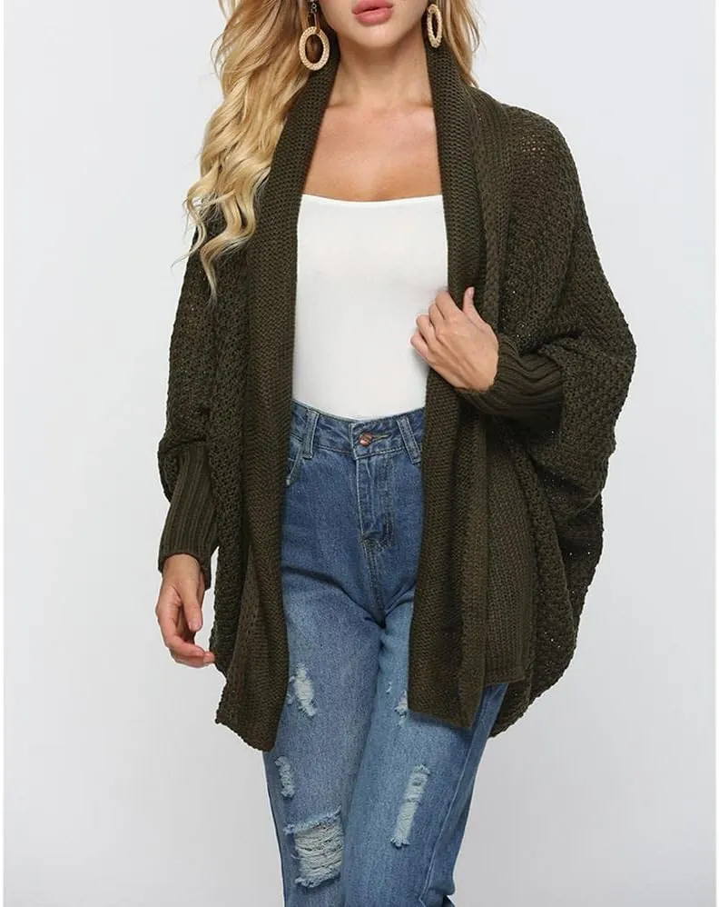 Women's Sweaters Cardigan Oversized Chunky Knit Kimono Slouchy Wrap Batwing Open Front Outwear Coat