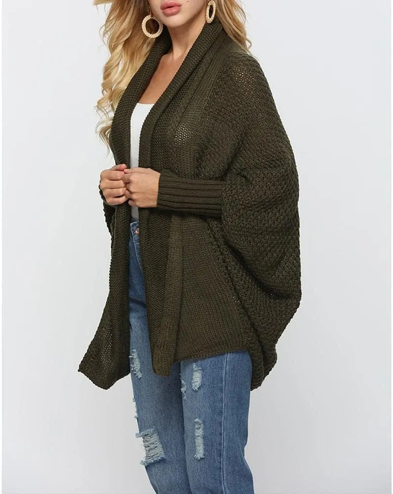 Women's Sweaters Cardigan Oversized Chunky Knit Kimono Slouchy Wrap Batwing Open Front Outwear Coat