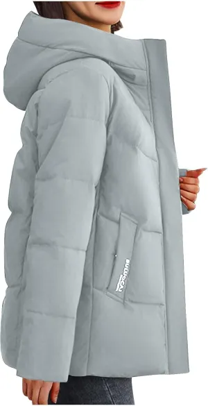 Womens Thickened Winter Jacket Long Sleeve Baggy Winter Coats Fashion Puffer Jacket with Pockets