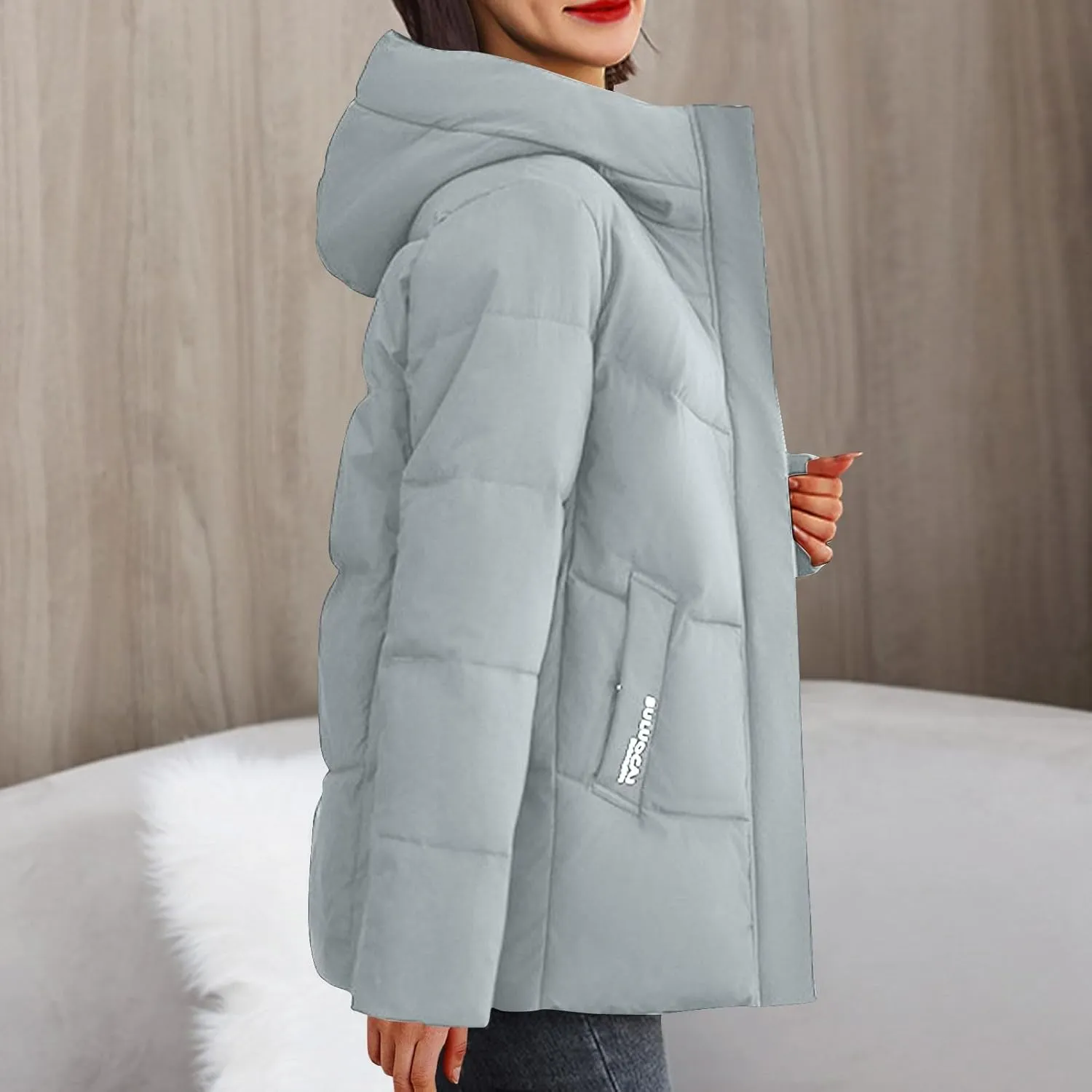 Womens Thickened Winter Jacket Long Sleeve Baggy Winter Coats Fashion Puffer Jacket with Pockets