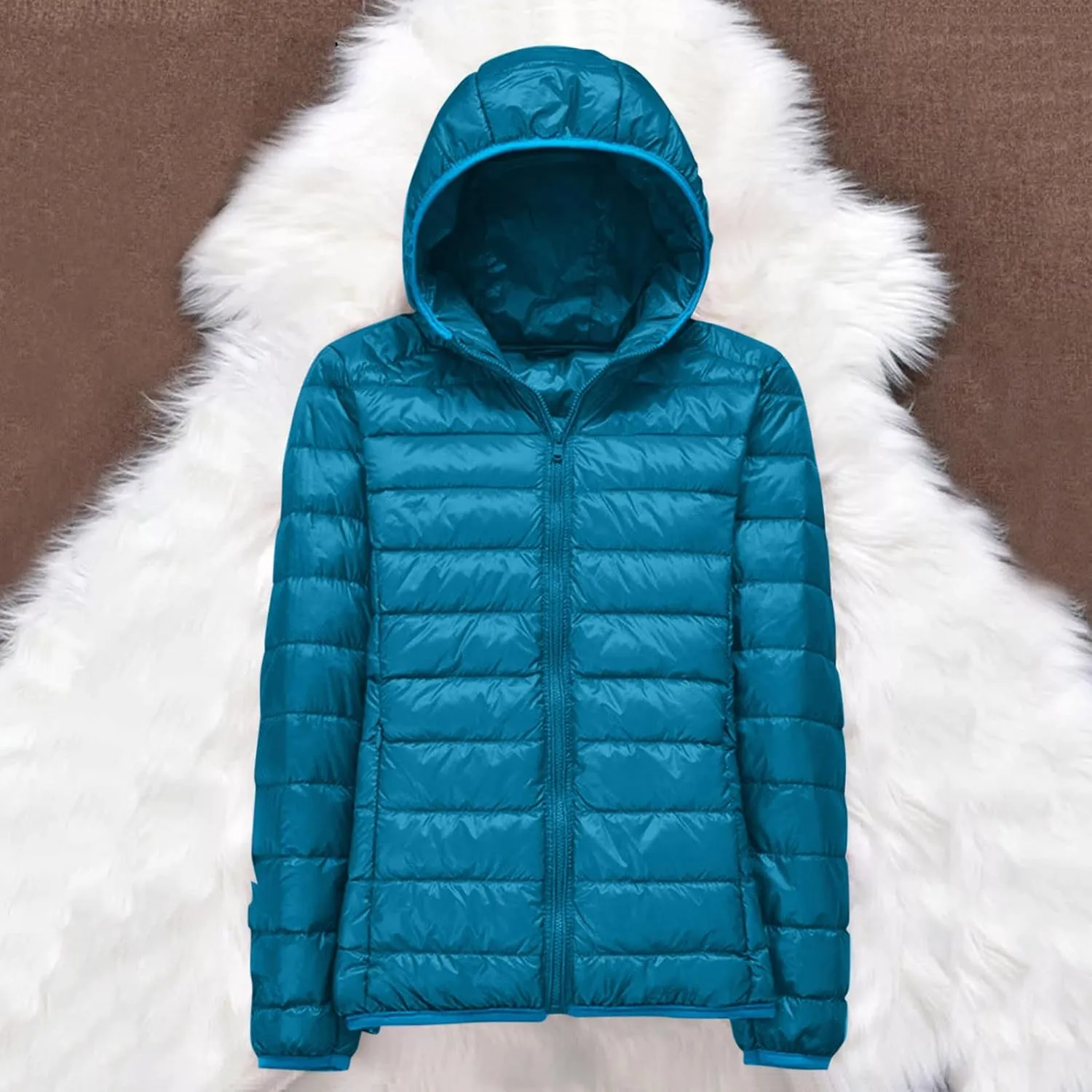 Women's Winter Casual Quilted Jackets Oversized Shearling Fleece Hooded Fleece Jacket Fall Fashion Open Front Coats
