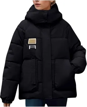 Women's Winter Down Puffer Jacket Lightweight Thermal Quilted Coat with Hood Zip Up Winter Warm Hooded Jacket
