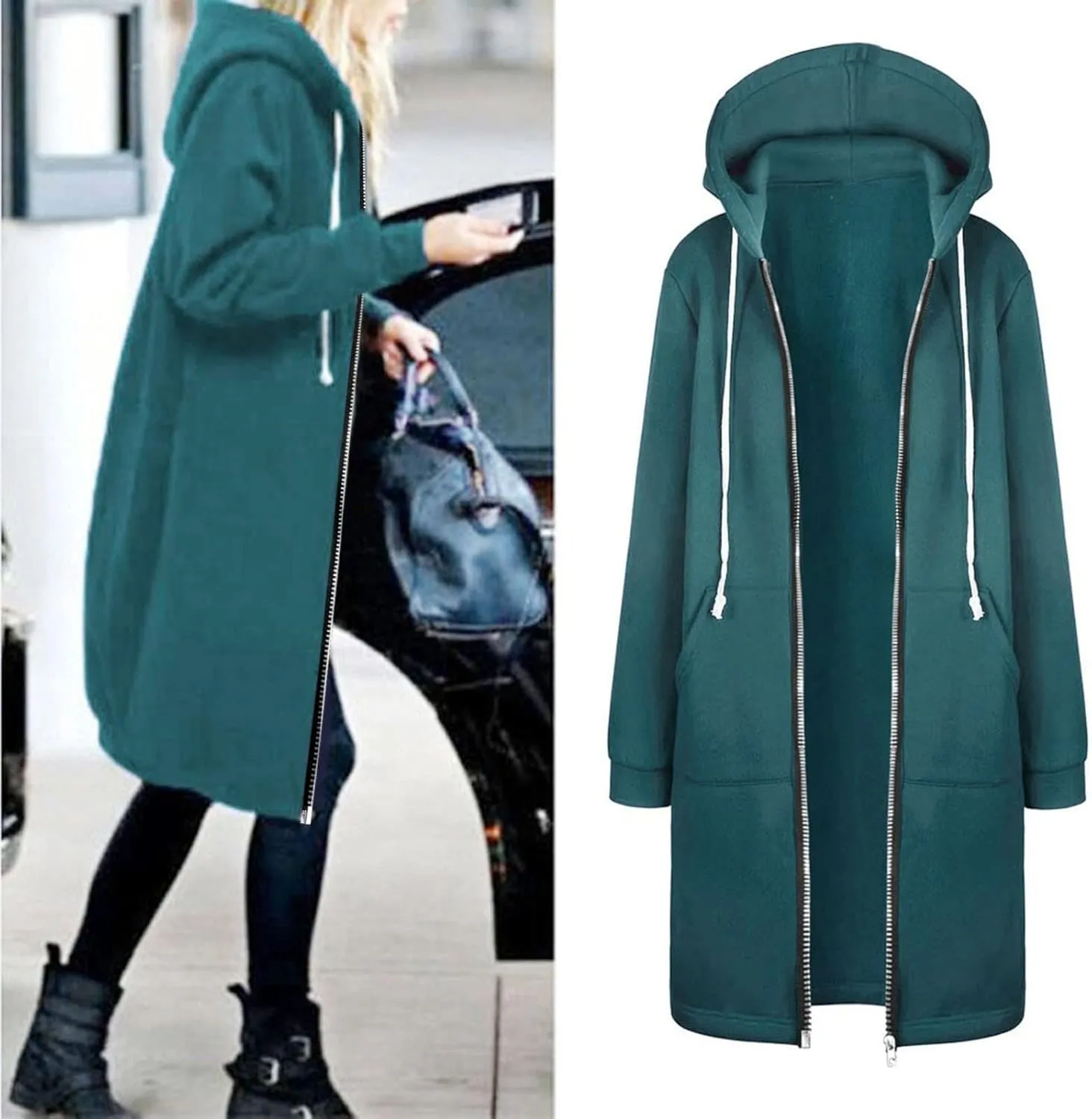 Women's Winter Long Sleeve Zip Puffer Jacket Long Winter Warm Womens Women's Ski Jacket Mountain Windproof Winter