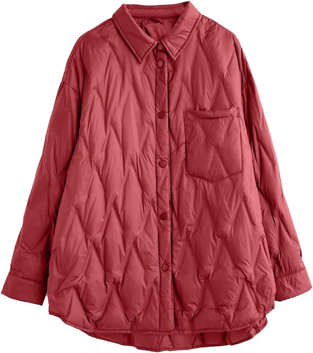 Women's Winter Quilted Jackets Casual Lightweight Puffer Jacket Button Casual Outerwear Down Winter Coat with Pockets