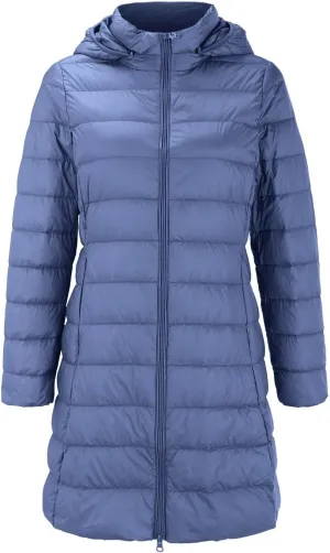 Women's Winter Wool Coat Long Sleeve Zip Puffer Quilted Winter Coat Jacket with Removable Hood Coats