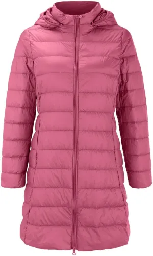 Women's Winter Wool Coat Long Sleeve Zip Puffer Quilted Winter Coat Jacket with Removable Hood Coats