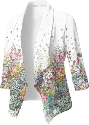 Workout Tops for Women Floral Printed Open Front Cover Up Long Sleeve Comfy Dressy Jacket Resort Wear Cardigans