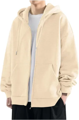 XIAXOGOOL Mens Plain Basic Hoodie Full Zip Fleece Sweatshirt Casual Hooded Outerwear Jacket With Pocket Hoodies For Men