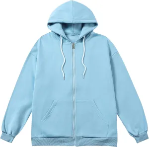 XIAXOGOOL Mens Zip Up Hoodies Sweatshirt Women Unisex Soild Basic Hooded Sweatshirt Couple Fleece Jacket Outwear With Pocket