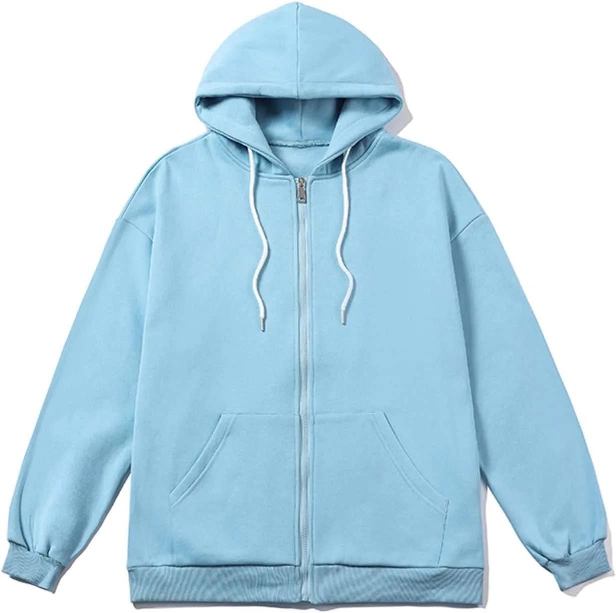 XIAXOGOOL Mens Zip Up Hoodies Sweatshirt Women Unisex Soild Basic Hooded Sweatshirt Couple Fleece Jacket Outwear With Pocket