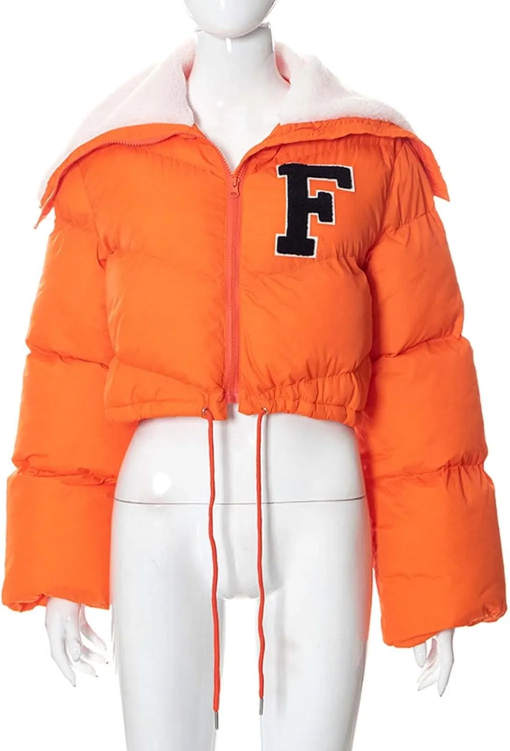 XUNRYAN Women Teen Girls Fashion Y2K Jackets Winter Warm Down Coats Cropped Puffer Jacket Lightweight Full Zip-Up Fleece Coat