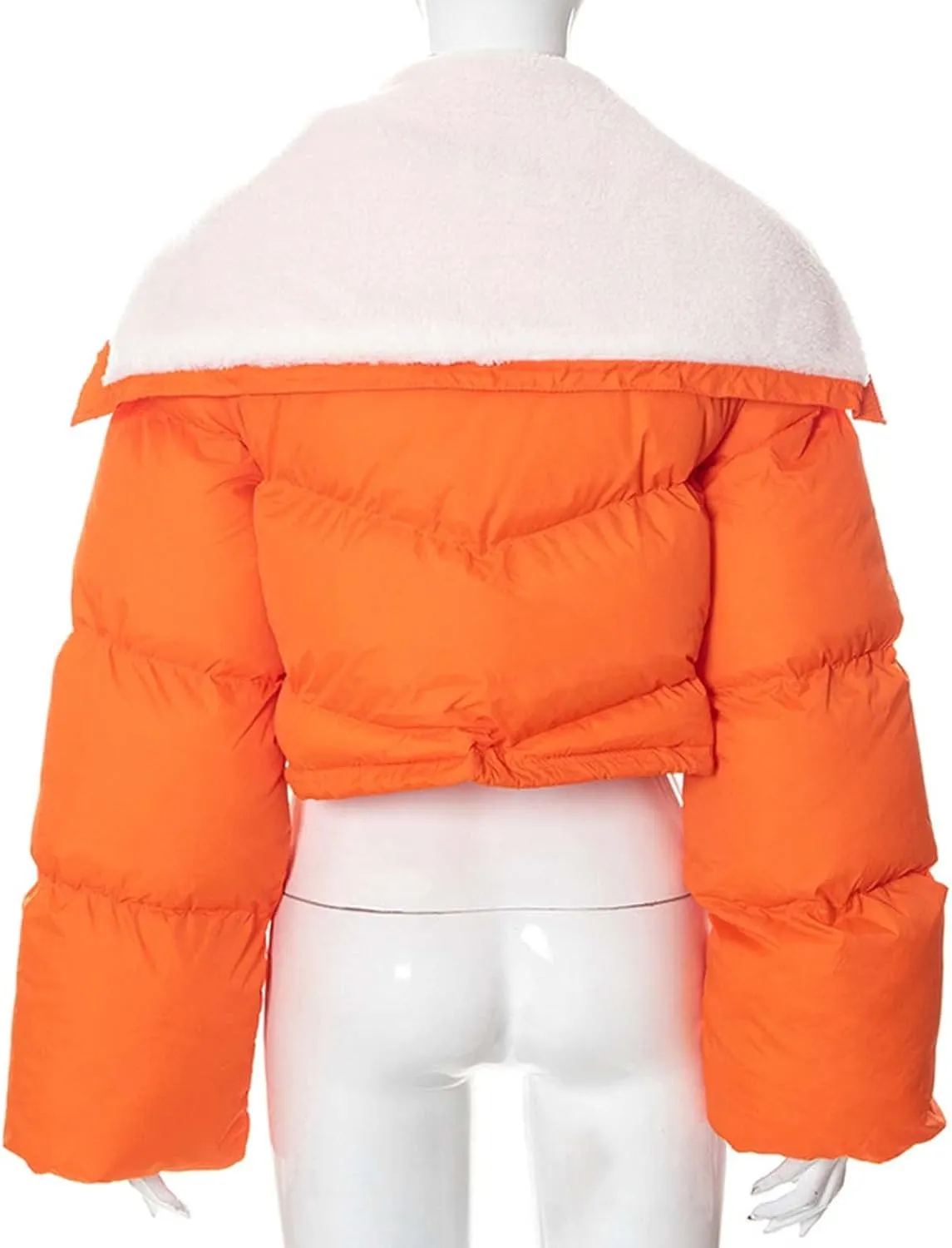 XUNRYAN Women Teen Girls Fashion Y2K Jackets Winter Warm Down Coats Cropped Puffer Jacket Lightweight Full Zip-Up Fleece Coat