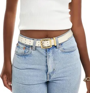 XZQTIVE Leather Belts for Women Classic Black Belt Belt with Gold Square Buckle for Jeans Pants,1.1" width