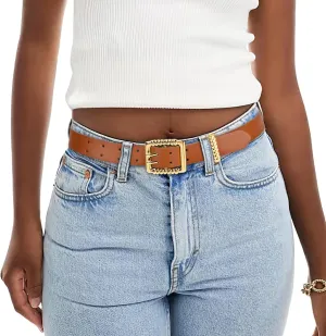 XZQTIVE Leather Belts for Women Classic Black Belt Belt with Gold Square Buckle for Jeans Pants,1.1" width