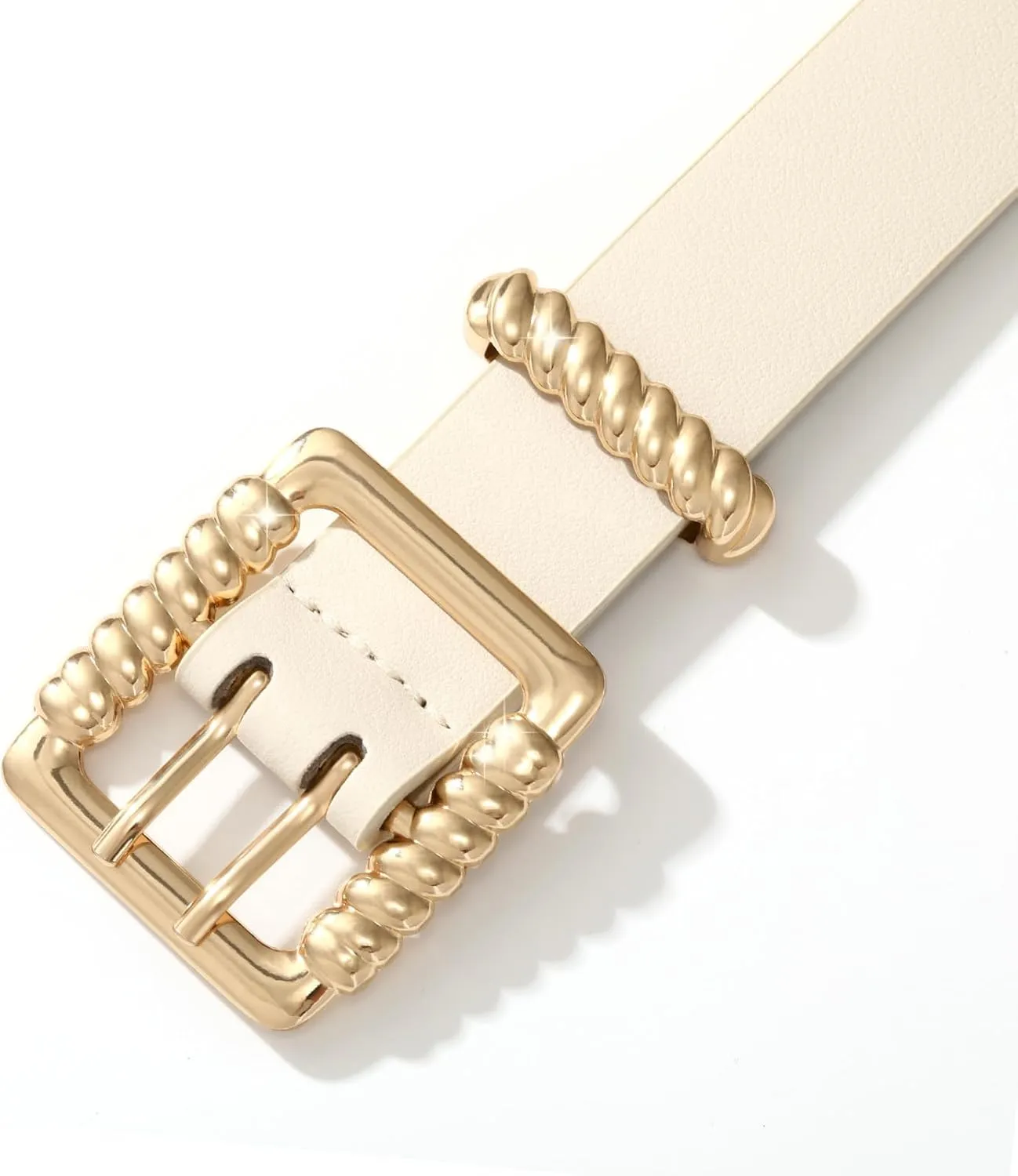 XZQTIVE Leather Belts for Women Classic Black Belt Belt with Gold Square Buckle for Jeans Pants,1.1" width