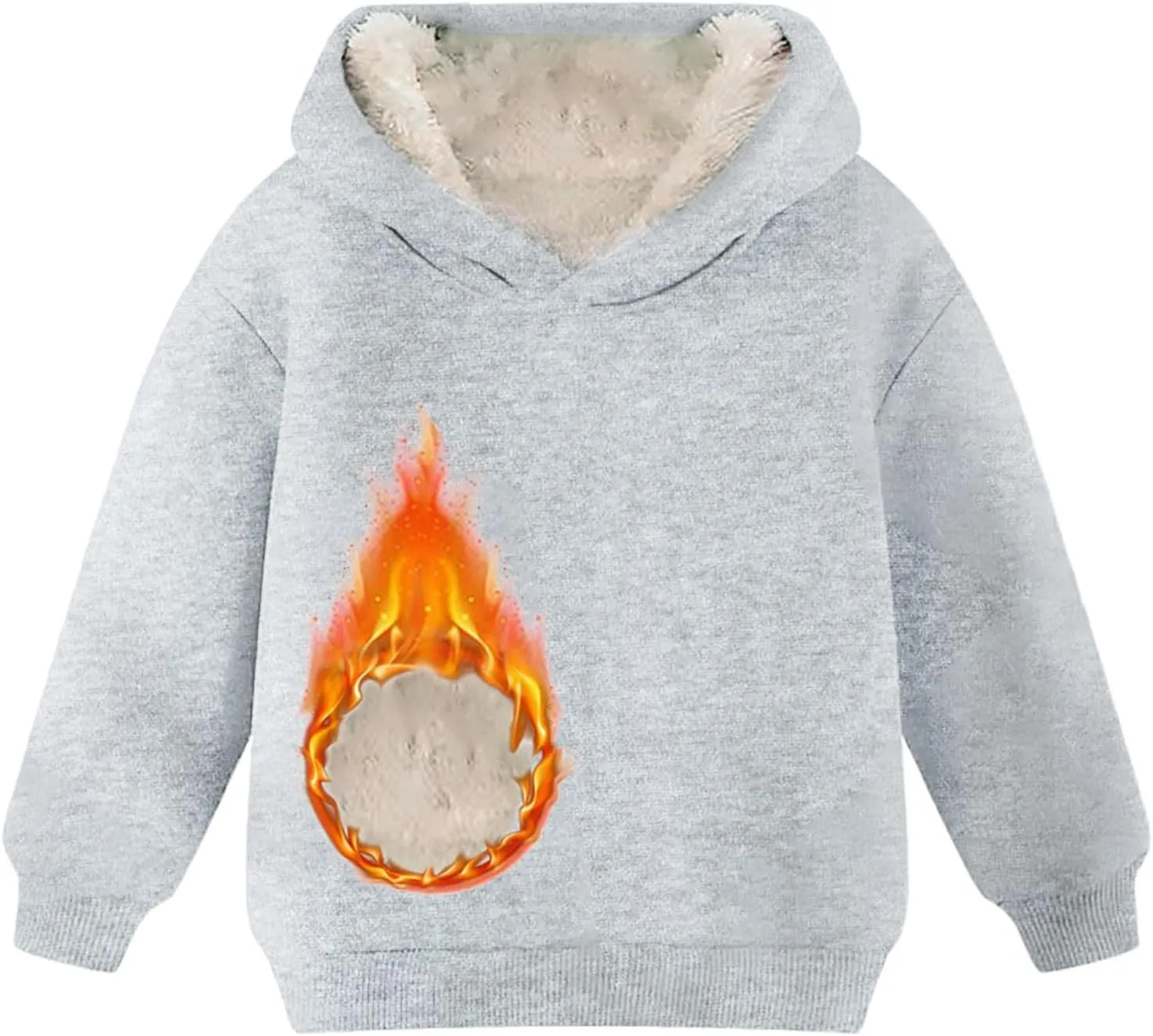 Youth Boys Girls Winter Shrpa Lined Hoodie Kid's Fleece Pullover Hooded Sweatshirt Thicken Basic Solid Cotton Hoodie