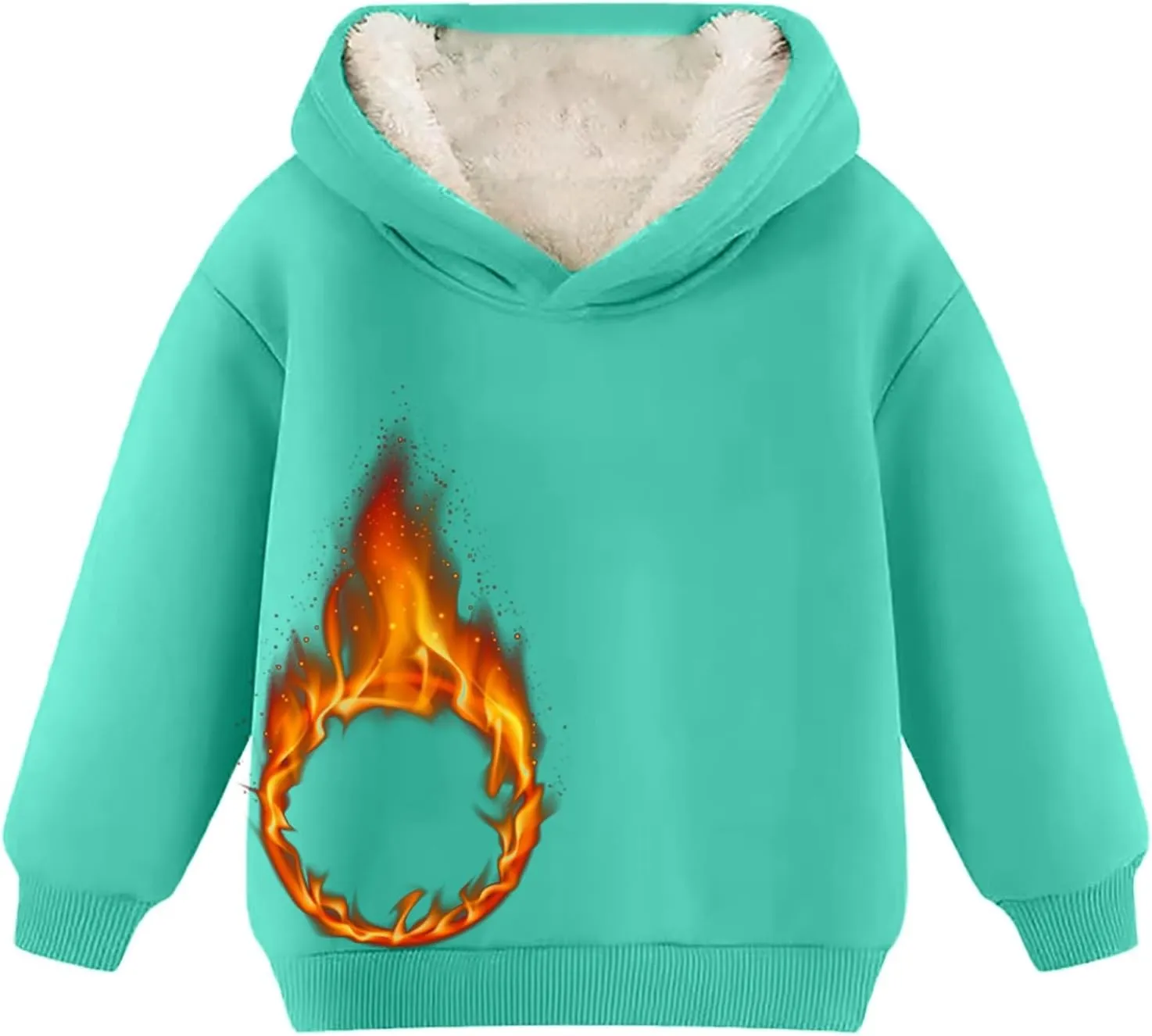 Youth Boys Girls Winter Shrpa Lined Hoodie Kid's Fleece Pullover Hooded Sweatshirt Thicken Basic Solid Cotton Hoodie