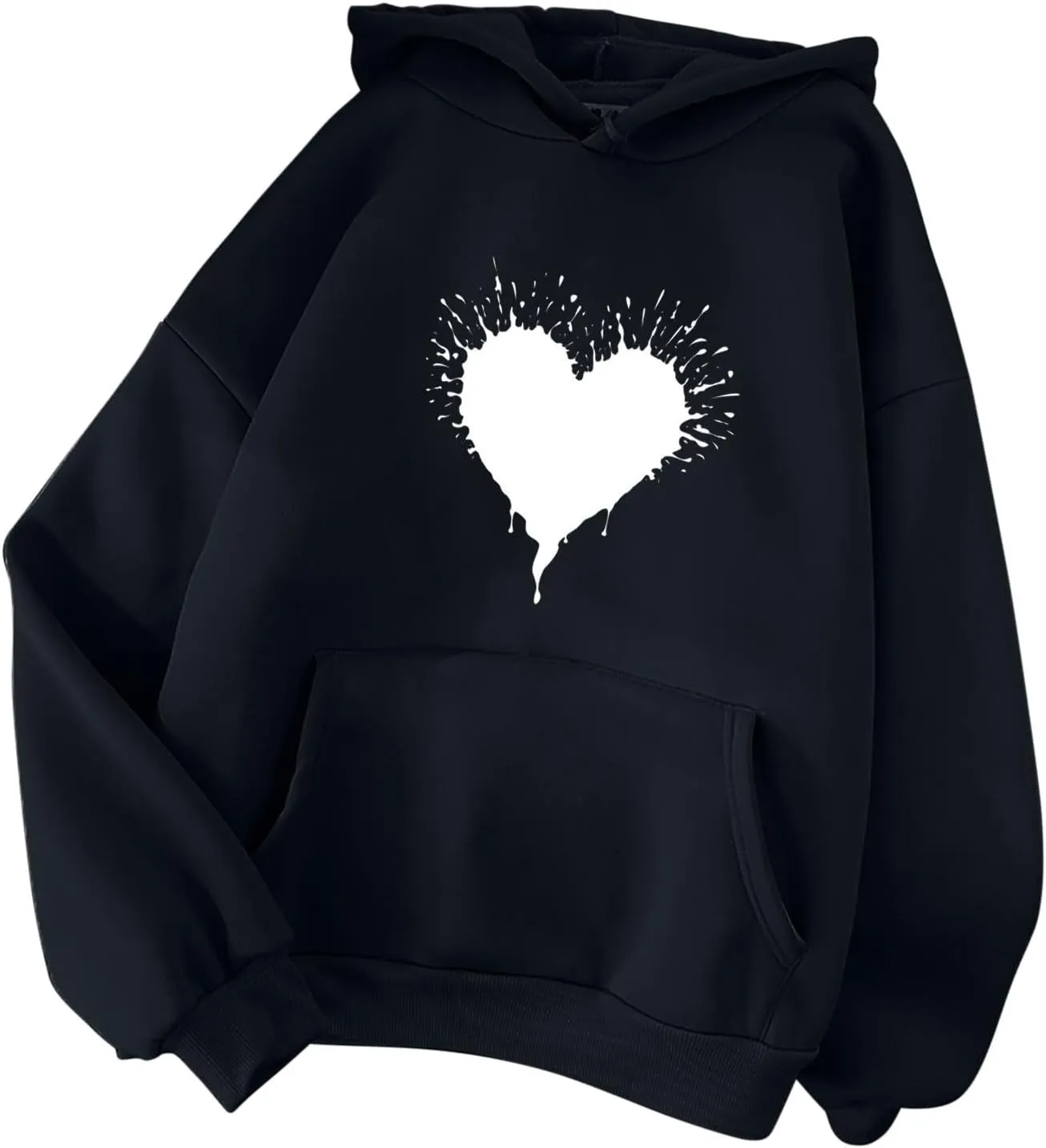 ZDRZK Hoodies For Women Cute Heart Print Drawstring Casual Hooded Sweatshirts Oversized Basic Fall Clothes With Pocket