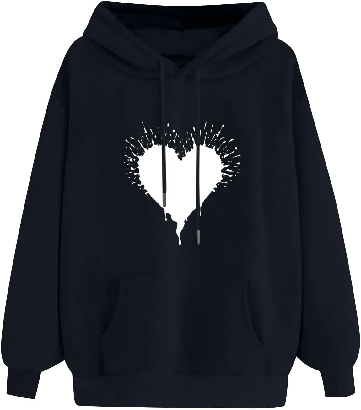 ZDRZK Hoodies For Women Cute Heart Print Drawstring Casual Hooded Sweatshirts Oversized Basic Fall Clothes With Pocket