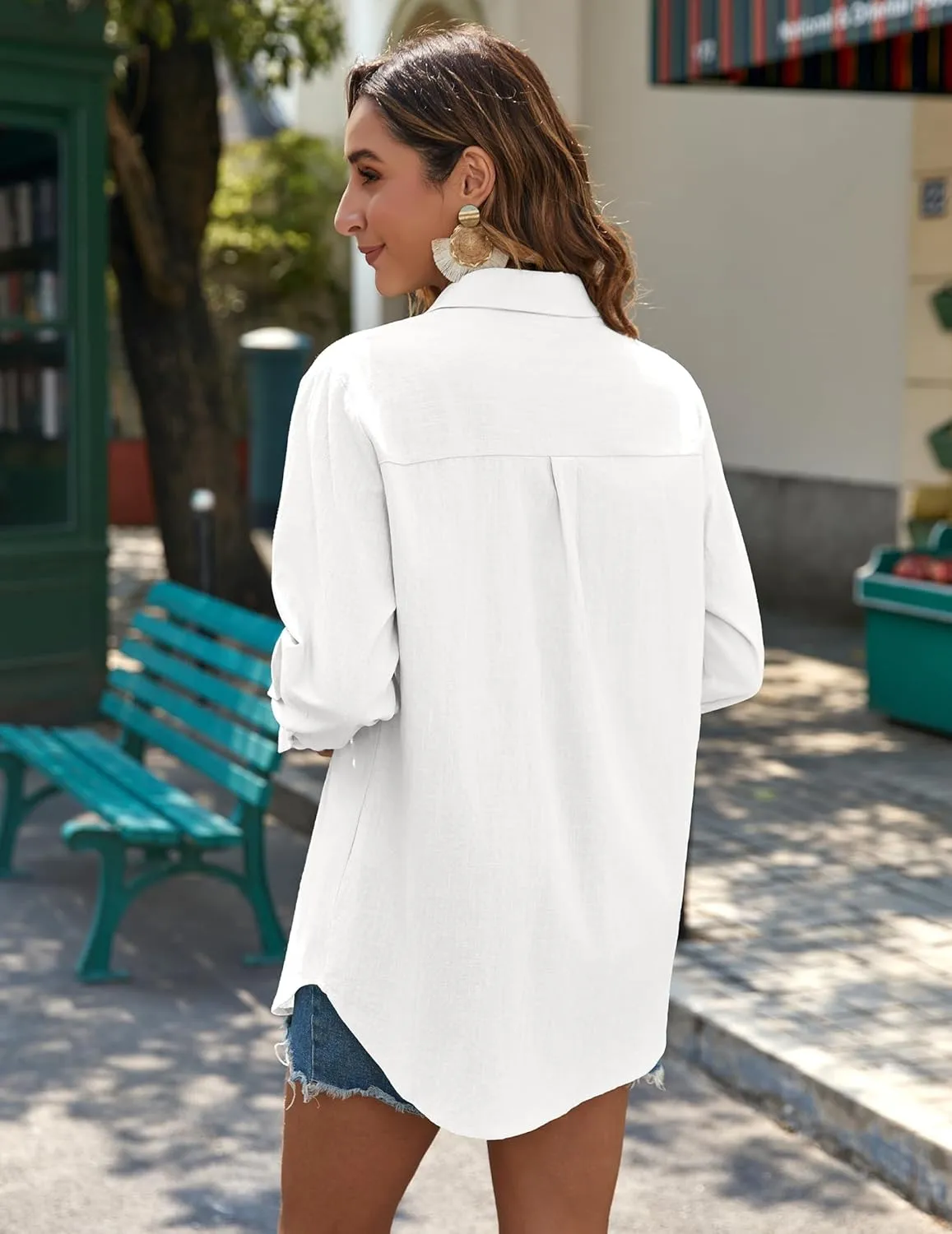 Zeagoo Womens Button Down Shirts Long Sleeve Cotton Gauze Tops Casual Collared Blouses Loose Fit