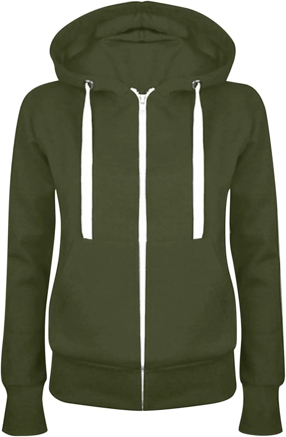 Zip Up Hoodies for Women Basic Lightweight Hoodie Long Sleeve Hooded Jacket Drawstring Sweatshirt Solid Color Hoodies